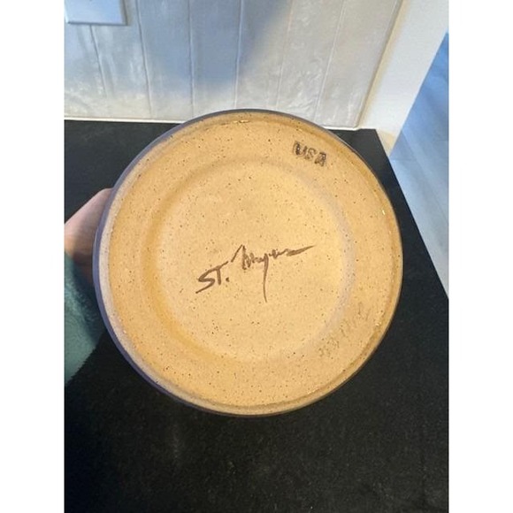 ST. Myers Pottery Planter Utensil Holder Purple Glaze Artisan USA Handmade - Picture 5 of 7